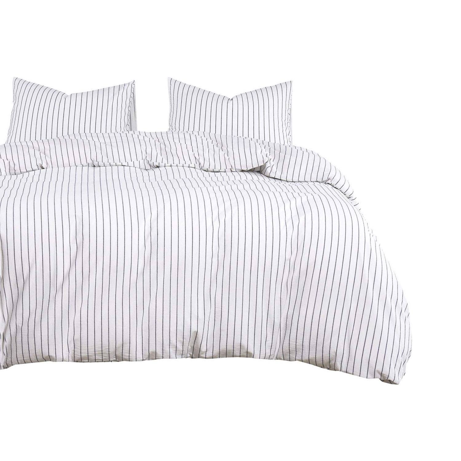 White Striped Duvet Cover Set