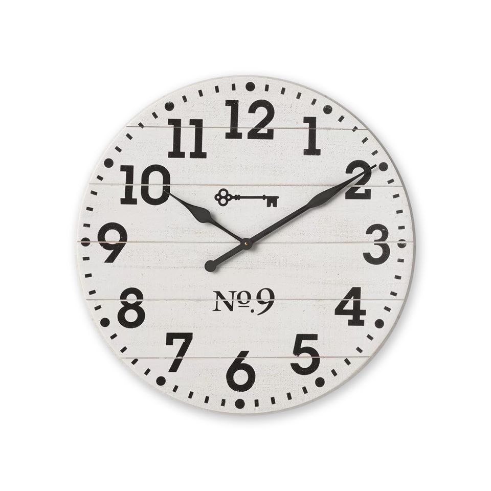 26" Farmhouse Wood Wall Clock White 