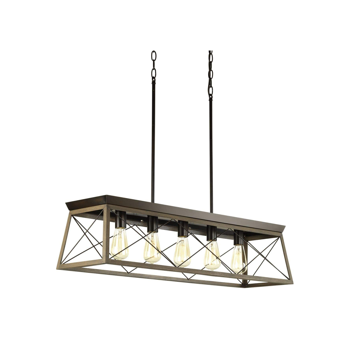 Rich Oak Five-Light Chandelier